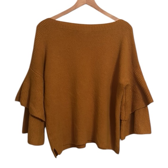 Madewell Flutter Sleeve Wool Blend Sweater Mustard Yellow Size Medium - Picture 5 of 10